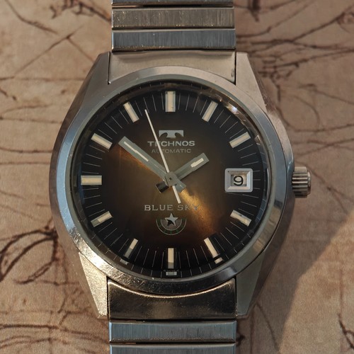 Technos blue sky 1970s swiss - blue,
